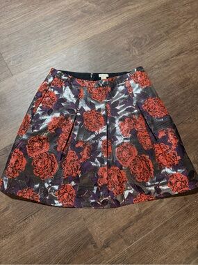 J. Crew Red Floral Brocade Circle Skirt on Purple